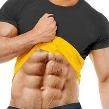 Natural Weight-Loss Neoprene Detox Hot Workout Body Shapers T-Shirt Men Sweat More Fat Burning Waist Trainer Workout Body Shaper