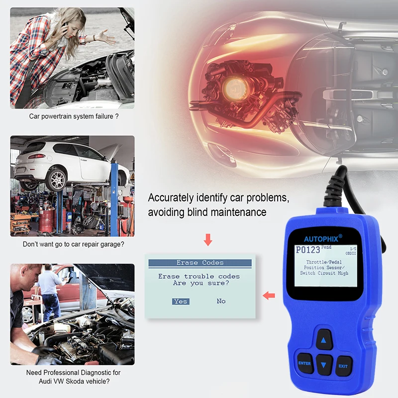 Autophix V007 Car Diagnostic Scanner For AUDI/SEAT/VAG All System OBDII EOBD Engine System V007 Car Auto Scanner Tools