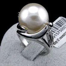 Горячая Распродажа, стиль> модное очаровательное огромное 14 мм круглое Южное море белое жемчужное кольцо 8