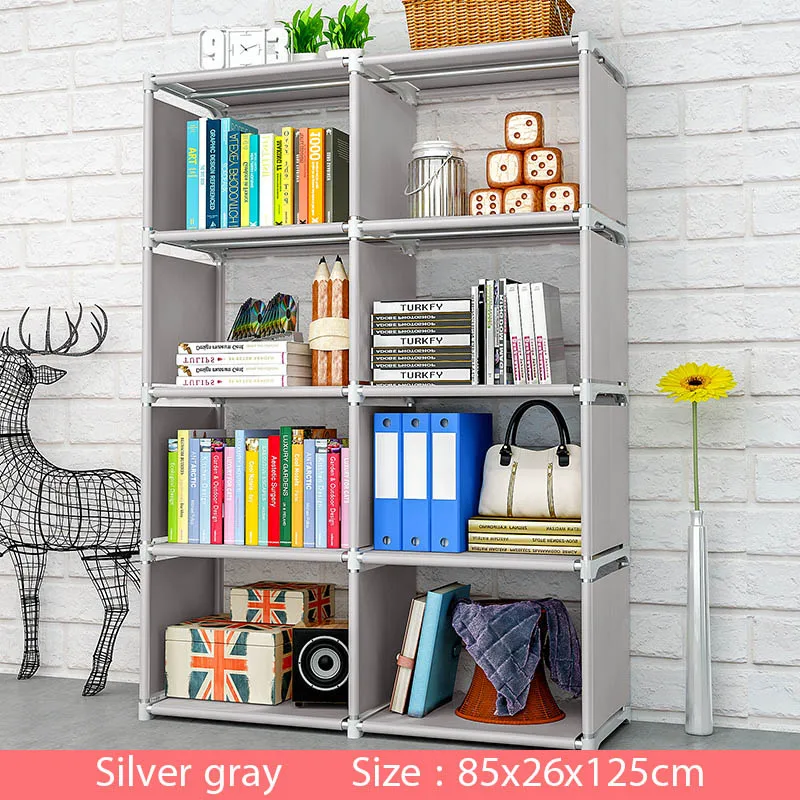 Multi-layer Simple Bookshelf Non-woven fabric organizer storage cabinet Assembly wall shelf bookcase home living room Furniture