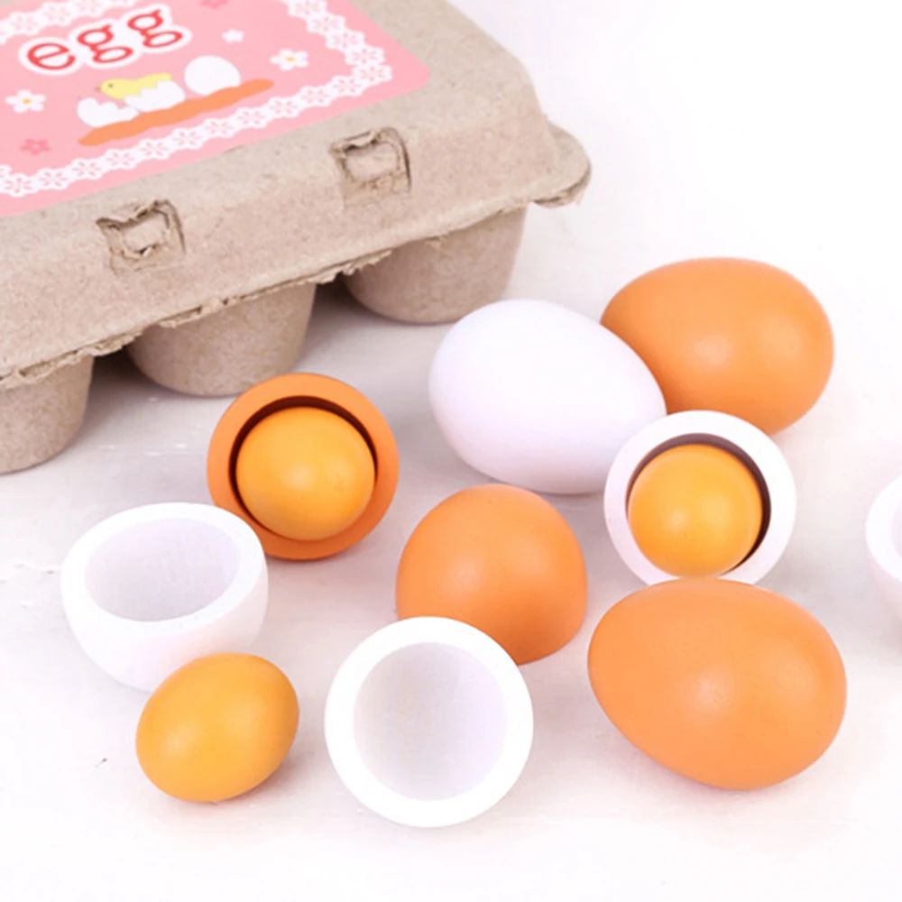 

6pcs Simulation Toy Easter Egg Duck Egg Group Boxed Children Wooden Toy Egg for Kid Birthday Gift Box