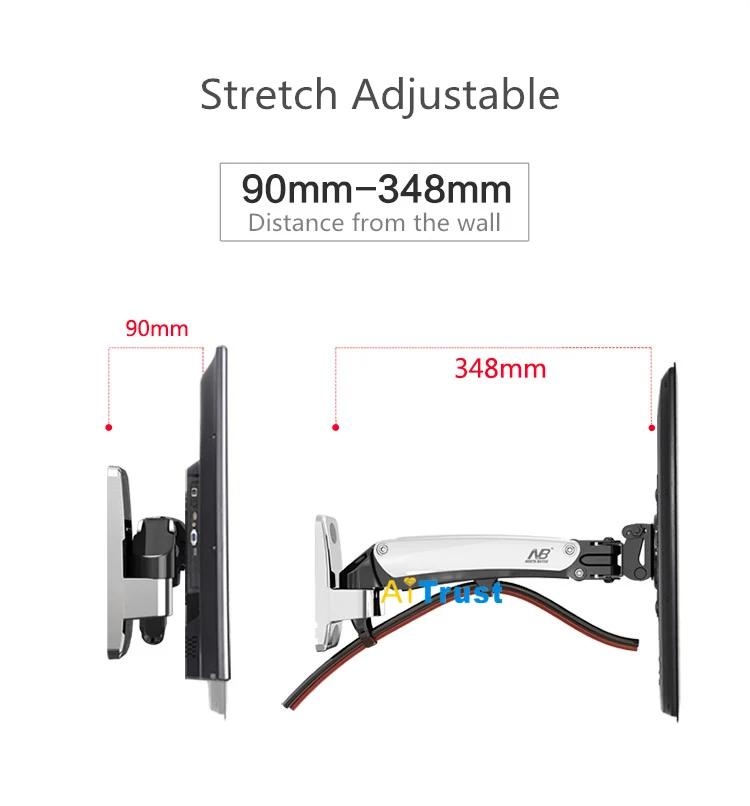 NB F200 ТВ настенный кронштейн 30-40 дюймов монитор кронштейн держатель газовая пружина свободный подъем полный движение алюминиевый сплав вращающийся VESA стенд
