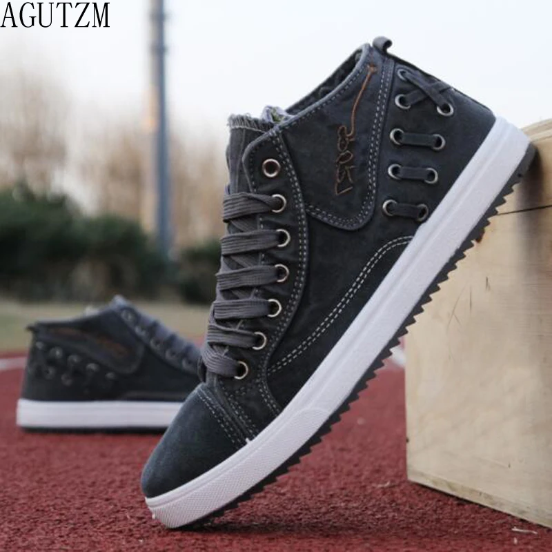 

AGUTZM Canvas Men Shoes Denim Lace-Up Men Casual Shoes New 2018 Plimsolls Breathable Male Footwear Spring Autumn Q107