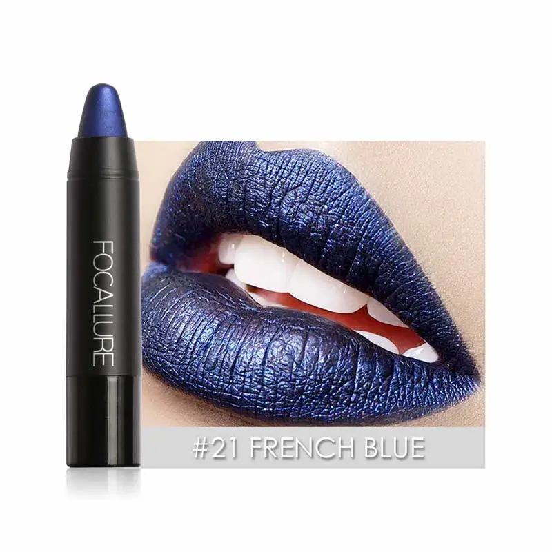 

New Gothic Color Shimmer Metallic Lips Matte Lipstick Pencils Beauty Cosmetics Blue Purple Waterproof Pigments Matte Lip Stick F