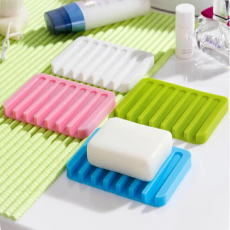1 шт. ванная комната силиконовые гибкие мыльницы держатель для хранения Soild Цвет Soapbox пластина сушка на подносе банные инструменты аксессуары для ванной комнаты