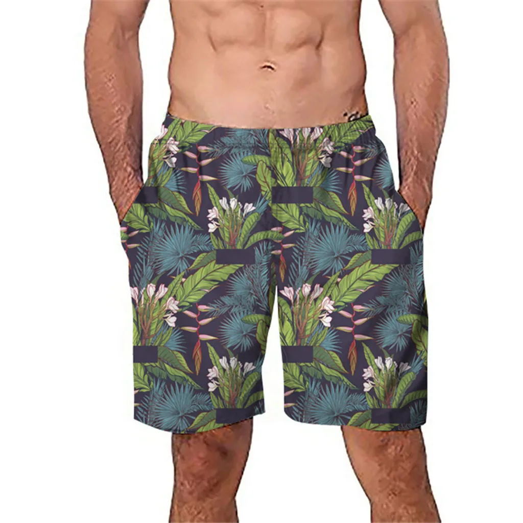 

2019 Leaves Print Men Swimsuit Summer Elastic Men Swimming Trunks Beach Bathing Swimwear Shorts Swimsuit Sunga Masculina Trouser