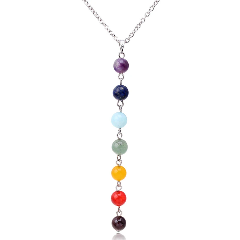 Silver Color Stone Chakra Necklaces Pendants Yoga Reiki