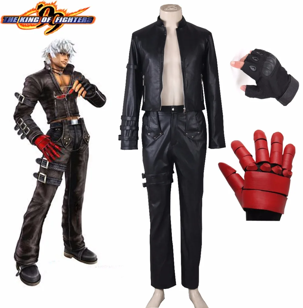 Free Shipping King of Fighters 99 K DASH Black Uniform Game Cosplay