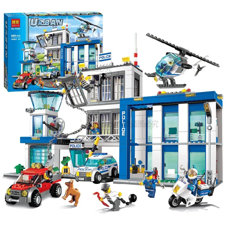 

Compatible Legoe giftse 890pcs Station Helicopter Jail Cell Urban Police City Compatible 60141 Building Blocks Bricks Toys