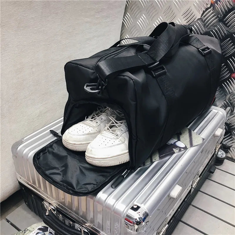 Outdoor Waterproof Nylon Sports Gym Bags Men Women Training Fitness Travel Handbag Yoga Mat Sport Bag with shoes Compartment