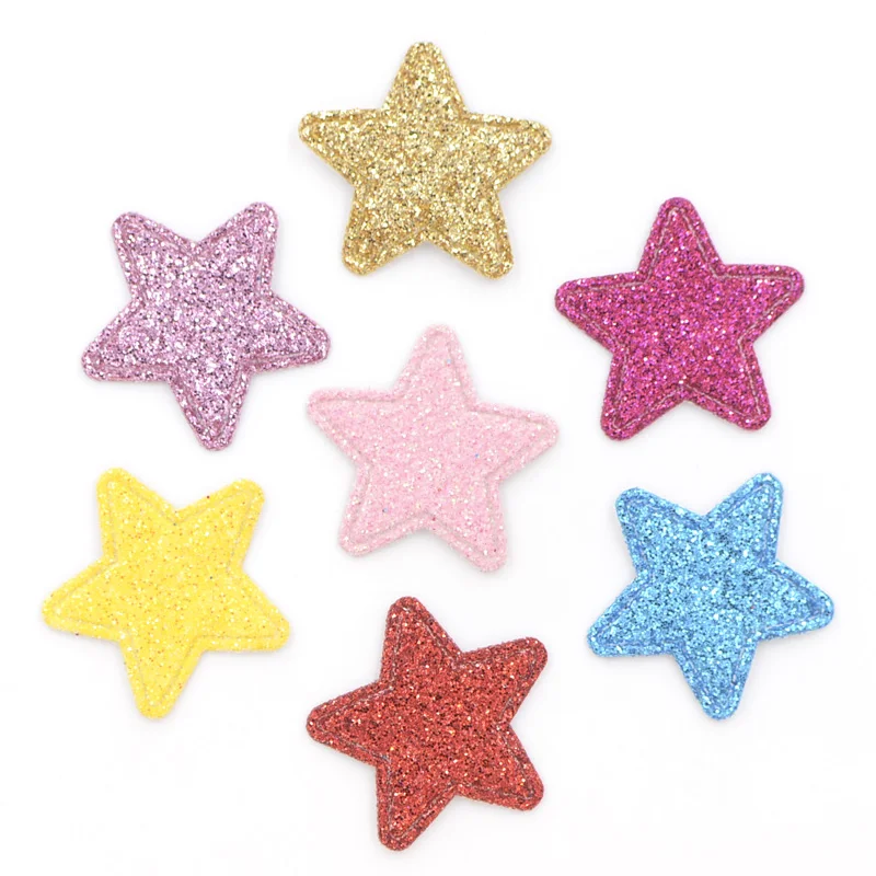 

80Pcs Glitter Leather Patches Star Shape Appliques for Crafts Clothes Stick on DIY Hair Clips Scrapbooking Decor Accessories K69