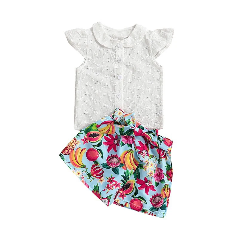 

Children's Set for Baby Girls Lace Blouse+Floral Pant Clothing Set for Summer Baby Girl Clothing Set 2Pcs