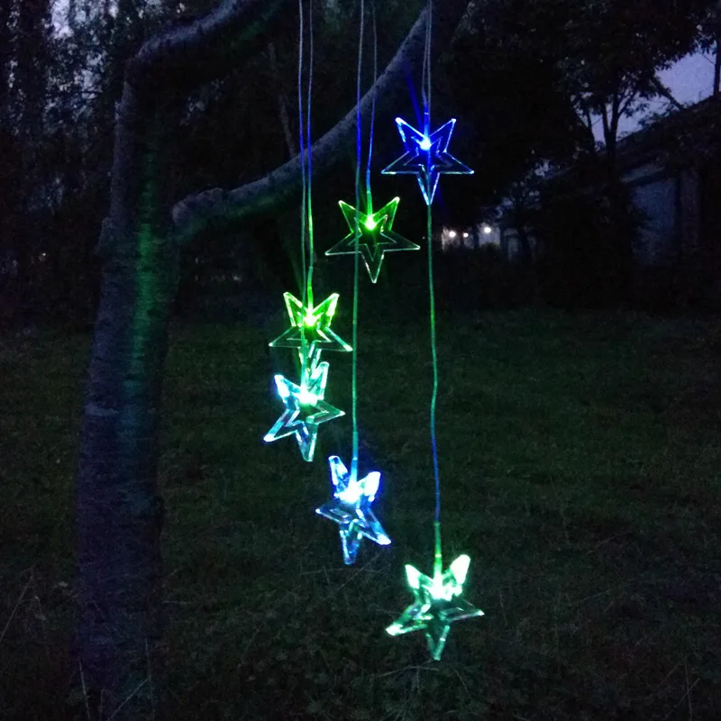 

Solar Powered Wind Chime Light Color Changing Stars Garden Lights Outdoor Patio LED Hanging Lamp String