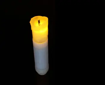 

mini Battery Operated 4.5"(H) Burnt wick melted dipped candle Drip Ivory LED Taper Candle Wedding Home Candelabra Decor 10.6CM