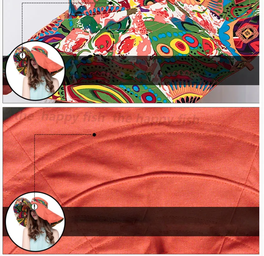  Bohemian Style! Hats Sun Hats For Women Summer Hat For Women Large Sun Hat Beach Hat chapeu femme feminino Flower printed (10)