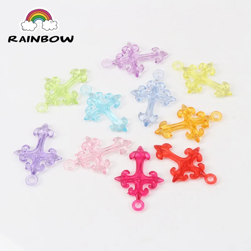 

Mixed Color Transparent Crosses Shape Charm Acrylic Spacer Pendant Fit Handmade Jewelry Accessory DIY 44x30mm 20pcs