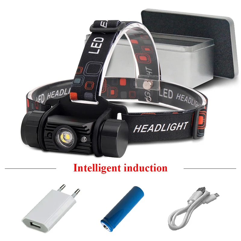 

Portable mini led headlamp flashlight IR Sensor usb light head torch Induction headlight 1mode head lamp 18650 camping lanterna