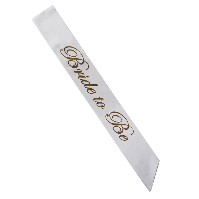 

White Bride To Be Letter Sash Lady Hen Party Celebration Sweet wedding favor satin sash for bachelorette Shoulder Strap Accessor