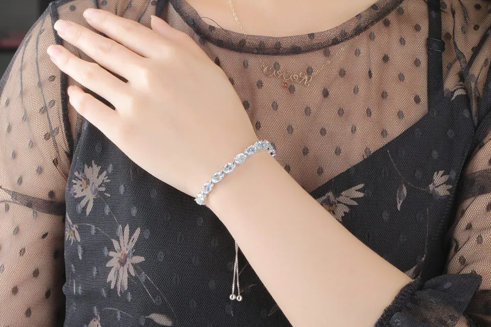 Umcho genuíno céu natural azul topázio pulseiras