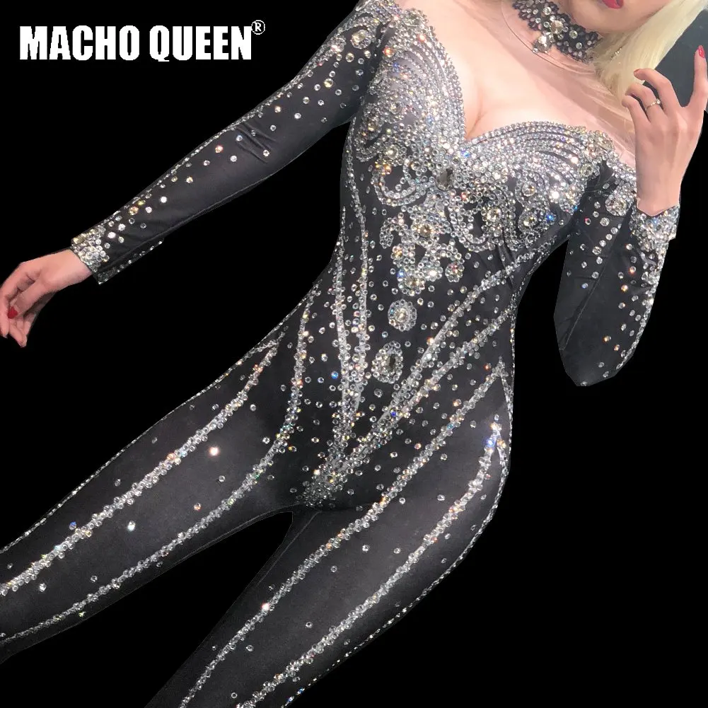 Костюм Стразы Drag Queen комбинезон с кристаллами костюм певицы для выступления на