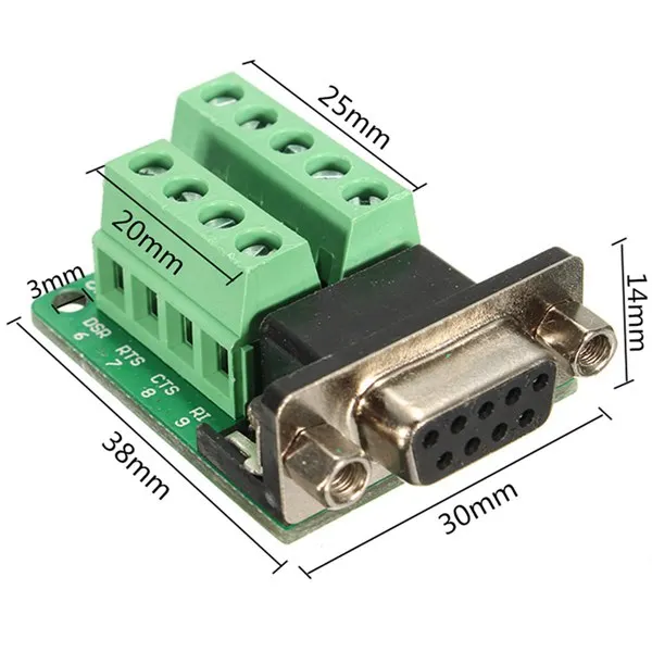 

DB9 9-pin Female Adapter RS-232 Serial Port Interface Breakout Board Connector Free Shipping