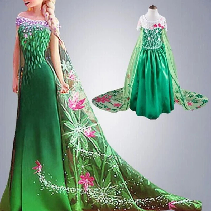 Детская одежда праздничные платья принцессы для маленьких девочек, маскарадные платья Спящей красавицы для маленьких девочек 4, 6, 8 лет - Цвет: Green