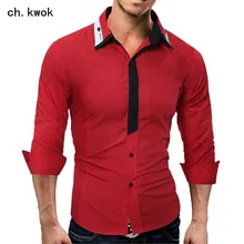 CH. KWOK скидка мужская рубашка с длинными рукавами разных цветов европейский стиль облегающий повседневный рубашка