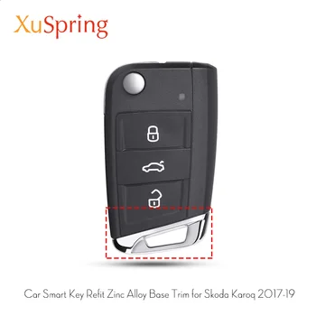 

XuSpring Zinc Alloy Car Key Base Refit Keys Trim Garnish Strips Car styling accessories For Skoda Karoq 2017 2018 2019
