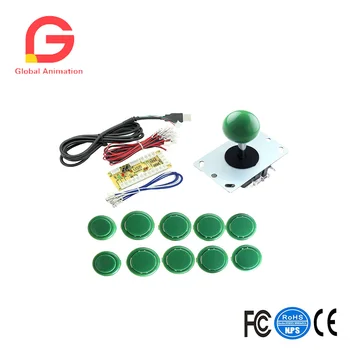 

DIY Parts 1 X Zero Delay USB Encoder PC To Joystick +10 X Arcade Push Button+1 X 5Pin 4/8 Way Arcade Joystick Support Windows XP