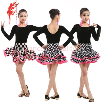 

Winter Girls latin dance costumes senior velvet long sleeves top+skirt 2pcs latin dance set for girls' latin dance suits S-4XL