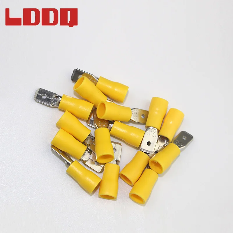 LDDQ 100 шт 12-10AWG Изолированная обжимная Клемма в форме лопатки желтый мужской Электрический провод Разъем Автомобильная аудиопроводка лучшая Акция