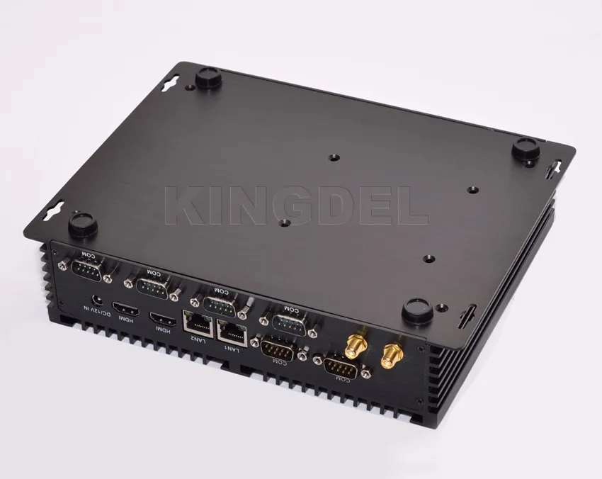 Kingdel безвентиляторный компактный промышленный ПК с Celeron 2955u процессор на плате, 8 USB, 6 COM, X86 мини компьютер Dual LAN