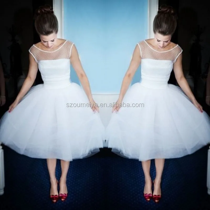 Polka Dot Tea Length Wedding Dresses