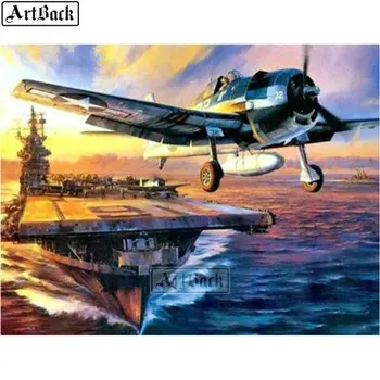 

5d diy diamond painting aircraft carrier fighter picture resin diamond mosaic 3d round navy sticker home decor gift