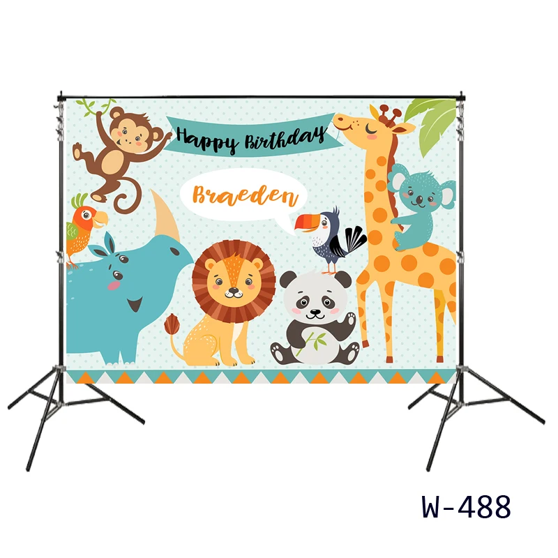 HUAYI пользовательские день рождения сценический фон для джунглей сафари тема вечерние зоопарк дикий фон новорожденных животных фото стенд W-656 - Цвет: Лаванда