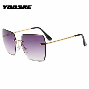 

YOOSKE Rimless Square women sungalsses Brand design metal frame High definition Gradient lens women sun glasses UV400
