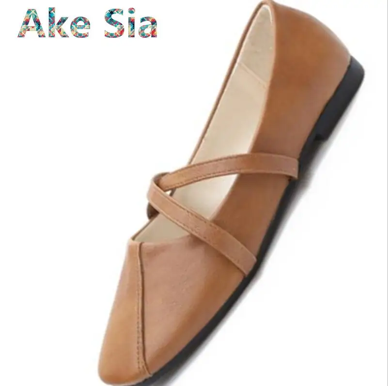 

0 Summer shoes 2018 new single square shoes square pupil shoes Korean version of the cross belt wild ballet shoes #125