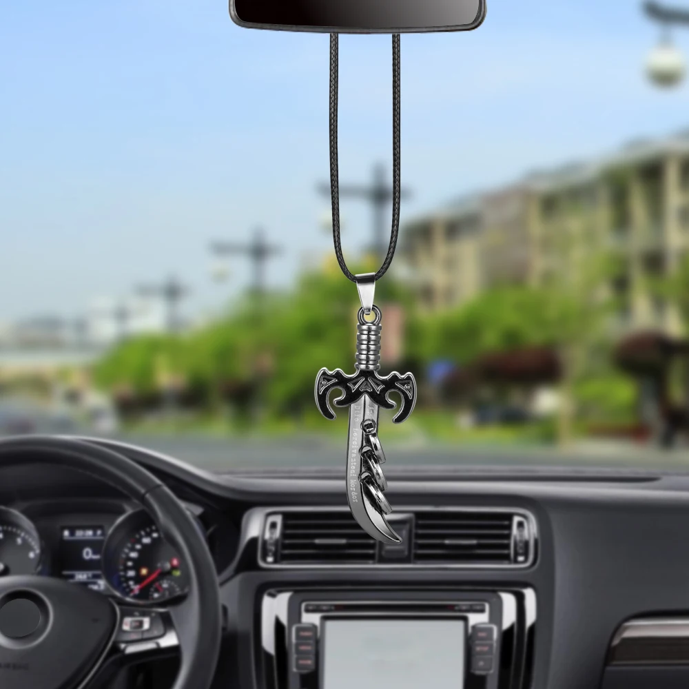 

Car Pendant Decoration Machete Model With Ring Hanging Ornament Charm Automotive Trim Auto Internal Rearview Mirror Dangle Decor