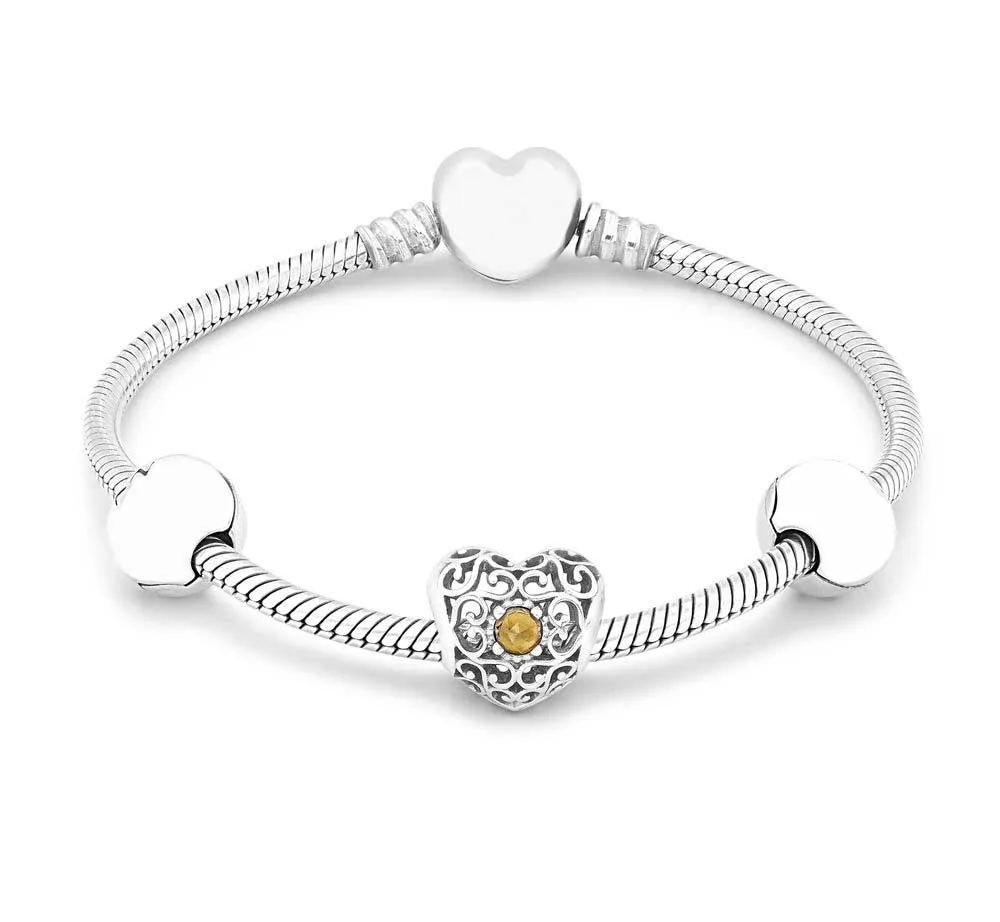 

DERMSPE Charm Pando 925 Sterling Silver Beads NOVEMBER BRACELET SET Fit DIY Bracelet FREE Send Original Box