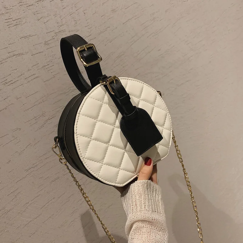 

2019 Brand Design Women Fashion Handbag Out Shoulder Bag Tote Ladies Purse Lingge portable Bags Round package Shoulder bag