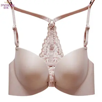 

Gathering a steel ring to receive a pair of sexy thin bras without a trace of lace backless front buckle one-piece underwear