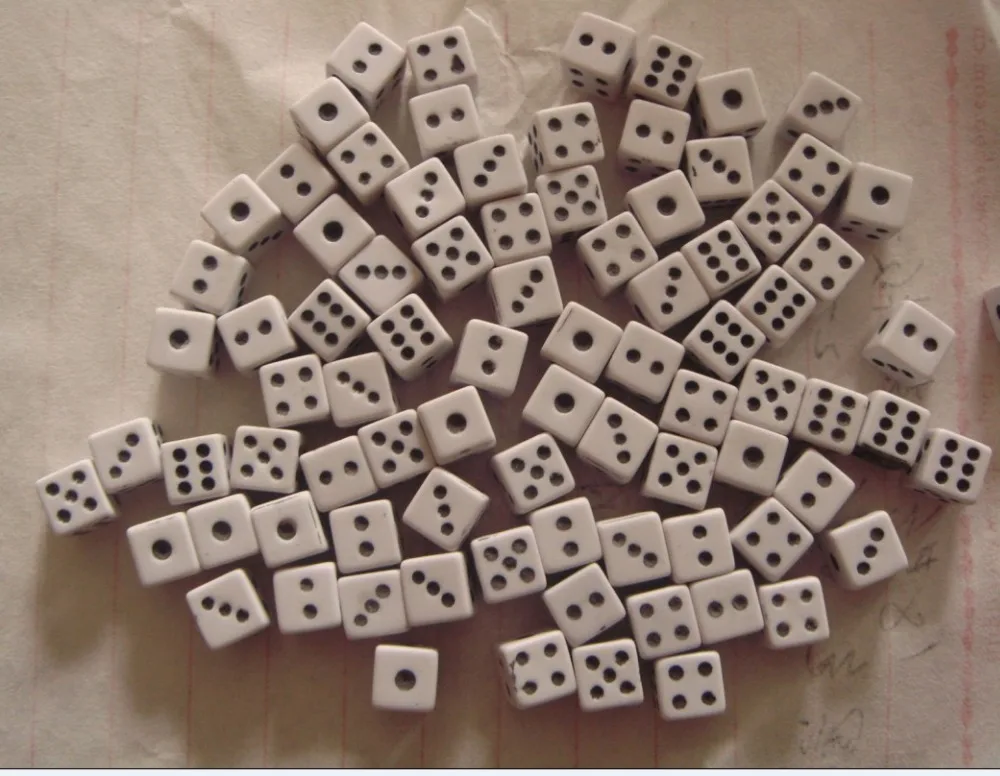 Free Shipping 20PCS D6 Pip Dice 9mm Small White With Black Pips Dice