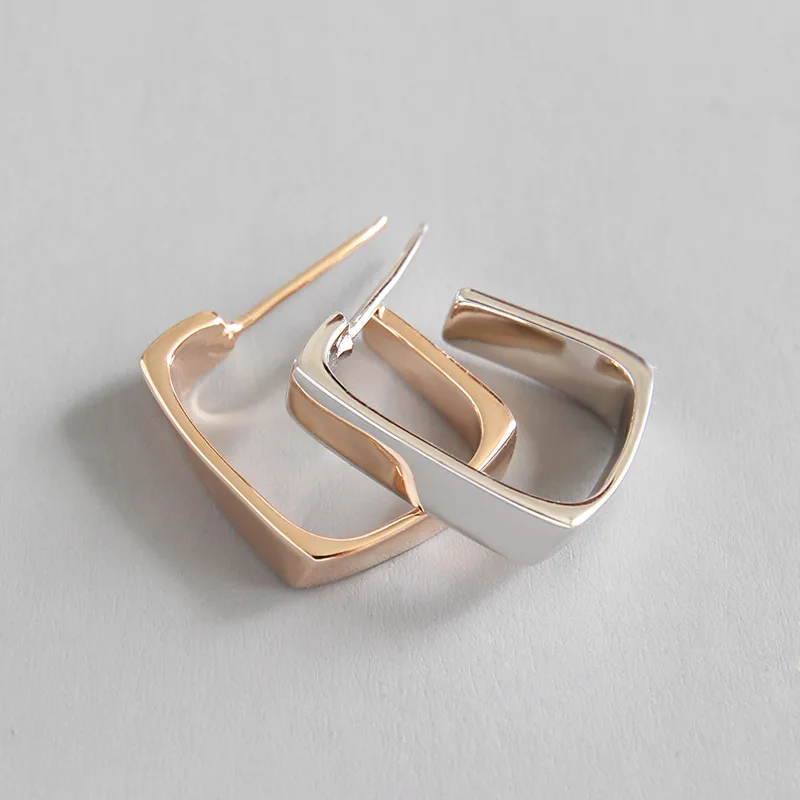 

HFYK U-Shape 925 Sterling Silver Earrings 2019 Champagne Gold Geometic Earrings For Women Silver Jewelry boucles d oreille femme