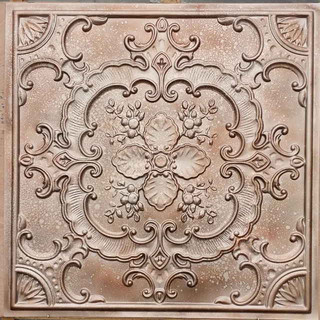 Pl19 Faux Pressed Tin Ceiling Tiles Fleck Copper Colour Interior Pl19 Faux Pressed Tin Ceiling Tiles Fleck Copper Colour Interior Wall Background Cafe Pub Board Panels 10tiles Lot