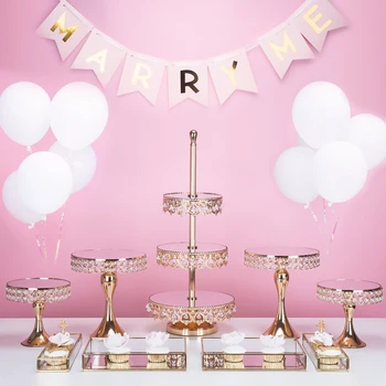 

3 tiers golden cake stand party decoration wedding cake plate dessert tray