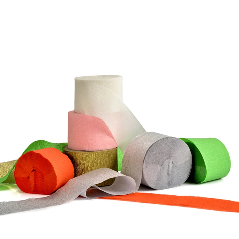 

25m Crinkled Crepe Paper Wedding Backdrop Kid Birthday Party Decoration Colorful Streamers Paper Roll Baby Shower Party Supplies