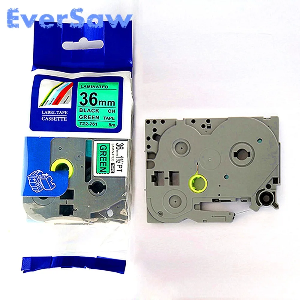 6 шт./лот TZE-761 TZ-761 TZE761 tz2-761 tze 761 черный на зеленый 36 мм* 8 м Brother P touch принтер этикеток