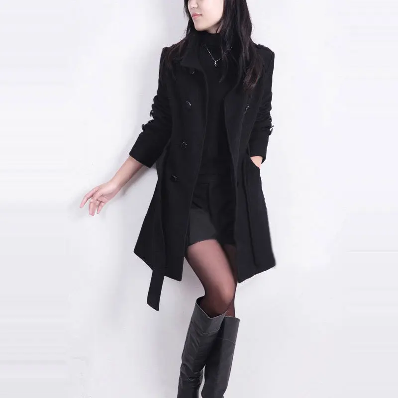 Luzuzi, зимнее шерстяное пальто с длинным рукавом, женское, Европейский стиль, размера плюс, casaco feminino, дамские осенние новые тонкие длинные шерстяные пальто Z5405