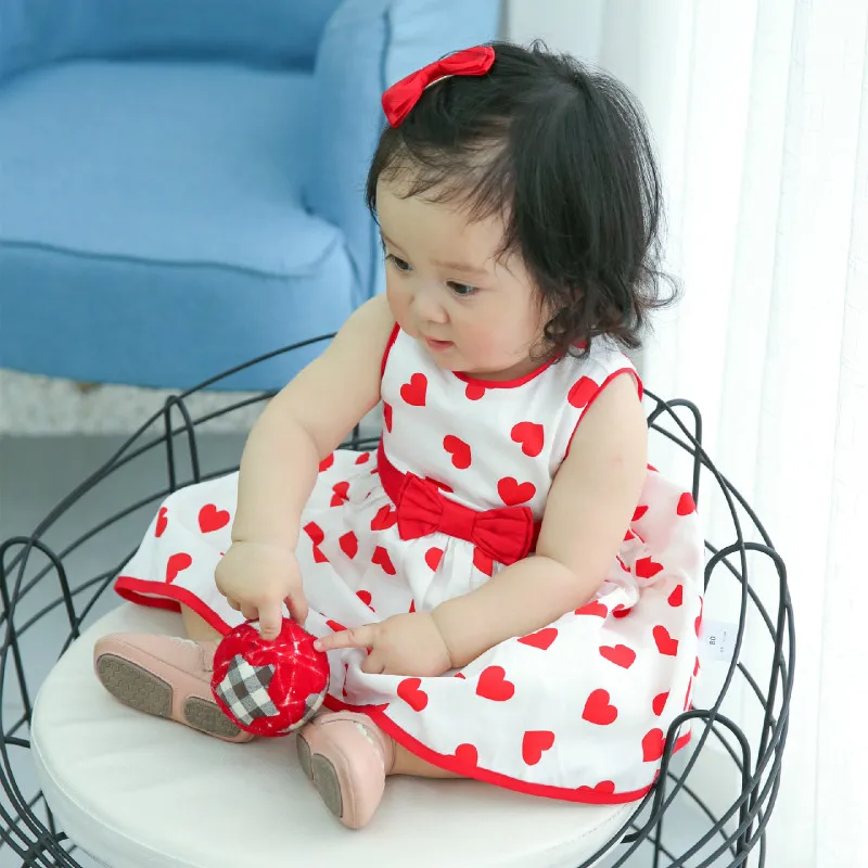

Picturesque Childhood Toddler Girl Dress Princess Sleeveless Red Heart Slip Dresses Baby Girl Dresses Party and Wedding