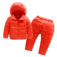 Bibicola зима Детский пуховик, детский зимний комбинезон, комплект для мальчиков, лыжный костюм детская одежда для девочек теплая одежда с капюшоном, пуховик, пальто+ Штаны Комплект одежды из 2 предметов